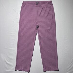 Eileen Fisher Ribbed Stretch Pull On Straight Leg Pants Womens L Purple Tencel‎